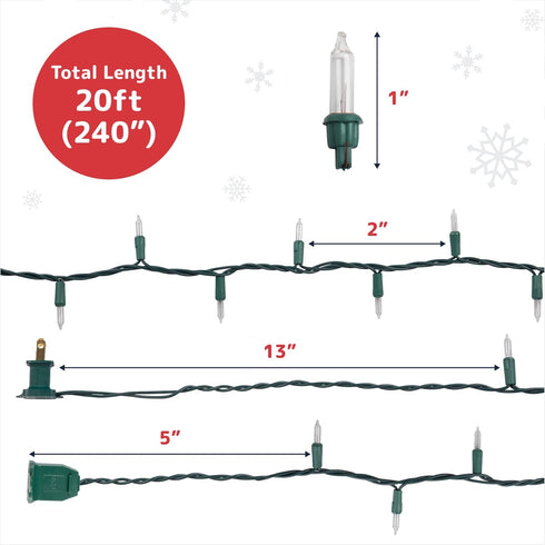 100 Count 20 PREXTEX Clear Christmas Lights - ft Ultra Bright String Lights with Green Wire for Indoor and Outdoor Use