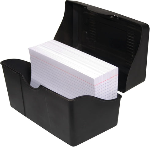 Innovative Storage Designs Plastic Card File - 4" x 6", 300-Card Capacity, Black