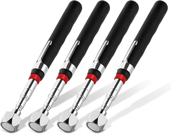 Rechabite 4 Pieces Telescoping Magnetic Pickup Tool, 20LBs Extendable 7" to 30.5" with Pen Clip Design for Men