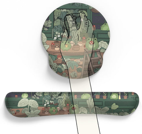 Mechanical Cattle Cute Frog Mouse Pad with Wrist Rest Kawaii Green Decor Pain Relief Mat, Ergonomic Mouse Pad for Desk