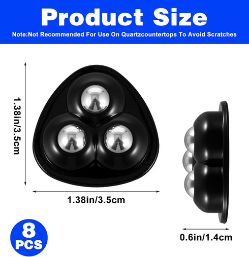Thrymme 8 Pack 360 Countertop, Appliance Casters, Peel-and-Stick Small Appliance Slider Swivel, Triangular Rollers