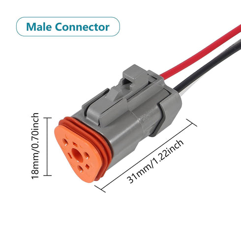 AITRIP 6 kit 3Pin Way Electrical Wire Connector, 3Way DT Automotive Waterproof Electrical Connector Male Female Plug Wiring Harness with 16AWG Cable Wire for Car Truck Motorcycle Marine