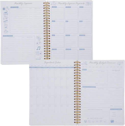 Paper Junkie Budget Tracker Notebook - 8.5 x 6 in Hardcover, Undated Format, Gold Foil Dots for Financial Planner