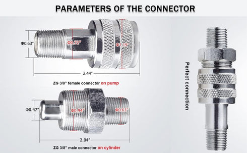 Bonvoisin ZG 3/8" Quick Connectors for Hydraulic Cylinder Jacks