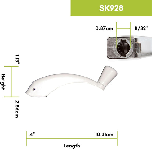 Ideal Security White Fold-Down-Handle Window Cranks, Replacement for Standard Casement Handles, 11/32" Spline Shaft, 2