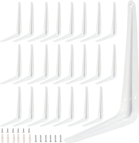 ZOENHOU 24 Pack 8 x 10 Inch White Shelf Brackets, Heavy Duty