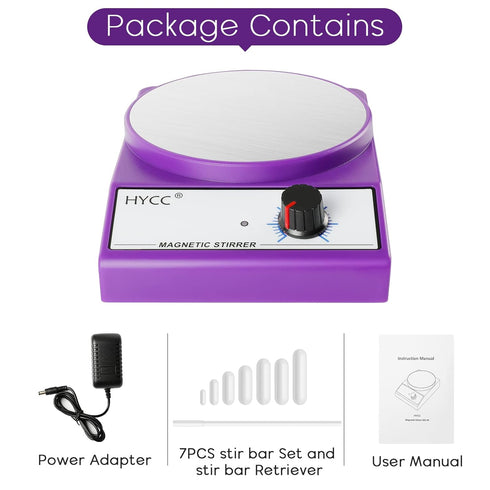 HYCC Magnetic Stirrer with 7PCS Stir Bar Set, 3000 RPM Magnetic Mixer for Lab Stirrers
