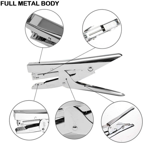 ONDY Heavy Duty Plier Stapler, Hand Held 20-Sheet Stapler with 1000 Staples and Staple Remover Tool, Silver