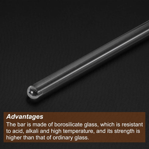 MECCANIXITY 3.3 Borosilicate Glass Stir Rod Mixing Tools, 7.87" and 11.81" Length, Round Ends, 4in2 Sets
