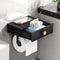VOLDRA Toilet Paper Holder with Shelf Black Wipes Dispenser for Bathroom Stainless