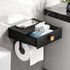 VOLDRA Toilet Paper Holder with Shelf Black Wipes Dispenser for Bathroom Stainless