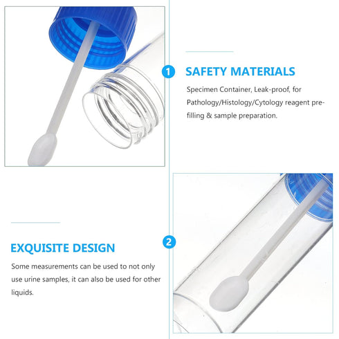 10Pcs Plastic Specimen Cups, 25-30ml Stool Container Sample, Urine Cup with Lid and Spoon for Laboratory
