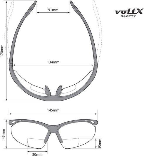 voltX 'CONSTRUCTOR' BIFOCAL Reading Safety Glasses (CLEAR +3.0 Dioptre), ANSI Z87.1+ & CE EN166F