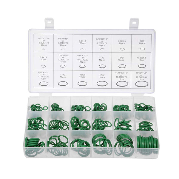 uxcell Fluorine Rubber O-Ring Assortment Kit, 270 Pieces, 18 Sizes, FKM Sealing Gasket Set, Green