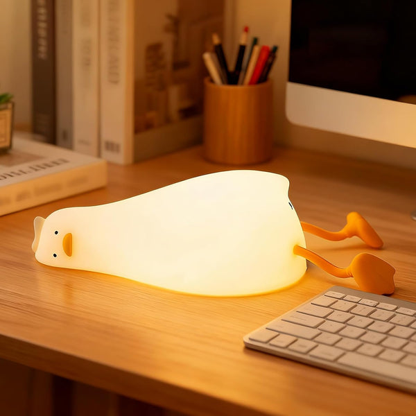 Luditek Laying Flat Duck Night Light, 3 Level Touch Dimmable Rechargeable Beside
