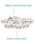 M6 x 1" Button Head Socket Cap Bolts Screws (25pcs), 18-8 Stainless Steel 304 Allen Hex Drive Machine Screw