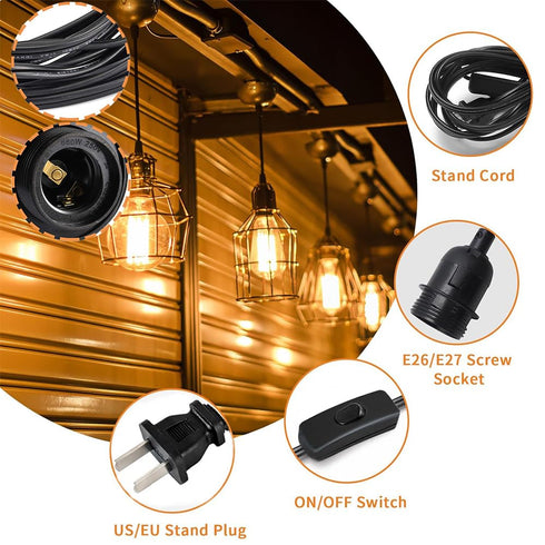 Jacqings E26/E27 15ft, Hanging Lantern Extension Cord Cable, Pendant Light Socket with On/Off Switch Hanging Lamp, Lamp