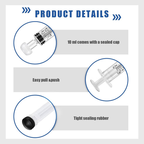 12 Pack Plastic Syringe with Cap, Oral Syringe Measuring Tools for Scientific Labs, Dental Irrigation, Feeding Pets