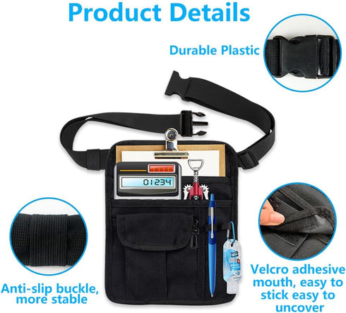 Kazheon Restaurant Waiter Waist Money Pouch Bag Server Pouch Bag Hotel Bar Apron Bags With Adjustable Belt(COLOR:Black)