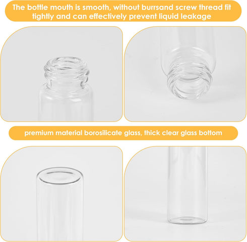 50ml Clear Glass Vials with Screw Caps, Small Liquid Sample Test Tubes, 12PCS Leak-Proof Bottles