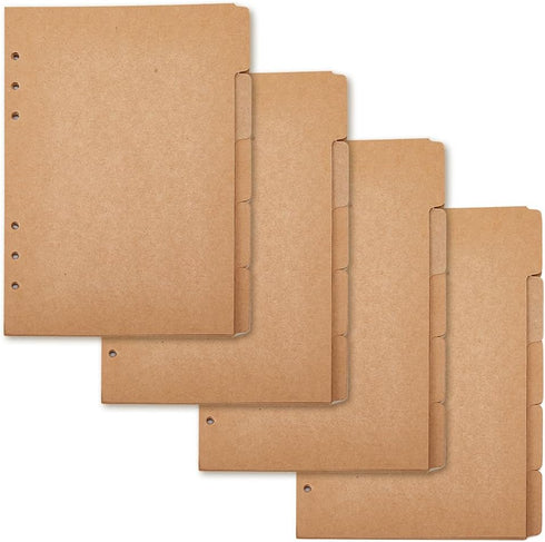 SUPERFINDINGS 20 Sheets A5 Kraft Paper Binder Dividers, 5-Tab/6-Hole Cover Ring Binder