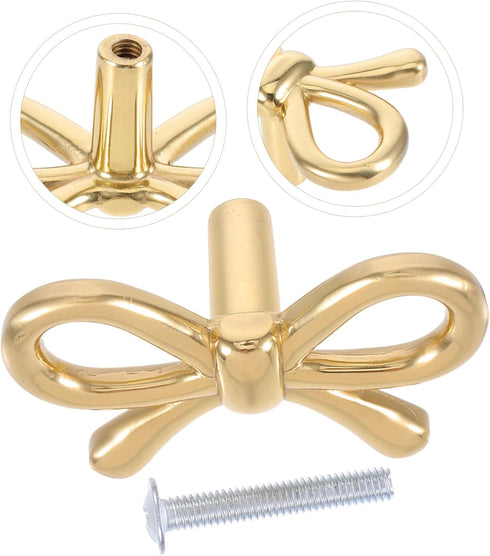 Gadpiparty Brass Bowknot Handle for Bow Drawer Pulls Vintage Cabinet Knobs Sturdy Furniture Hardware for Dresser Shoe