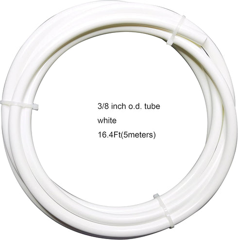 (White tubing 5 meters) - 10 pcs 1cm Quick Connect Push In to Connect Water Purifiers Tube Fittings for RO Water Reverse Osmosis System+5 metres(16 feet) white tubing hose pipe