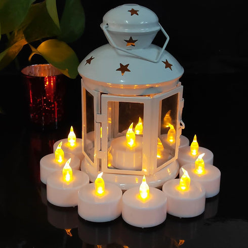 24 Pack Flameless LED Tea Lights Candles, Battery Operated Flickering Electric Fake Candle in Warm Yellow for