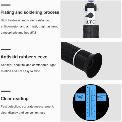VGVGV 0-40% Set Brix Refractometer, Specific Gravity Brix Alcohol Refractometer Tester for Wort Beer Wine Grape Sugar