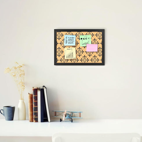 Decorative Cork Board for Walls, Bulletin Board with Black Floral Print, Black Framed Pin Board Vision Board for Office School Bedroom and Dorm Room with Pins, Screws(BK,2636,1pc) by Aitakatta