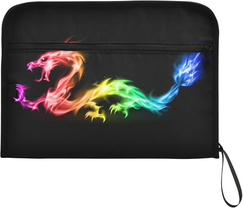 Fire Rainbow Dragon Expanding File Folder, 13 Pockets Accordion Organizer with Sticky Labels for A4 Documents