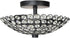 (Bulb Semi Flush Mount Ceiling Light, Clear Crystal Glass Beads Bowl Shade Lighting Fixture Black Crystal Chandelier