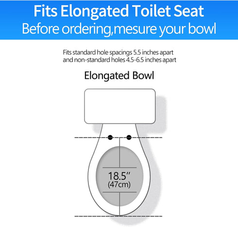 (Y6) YNR Toilet Seat with Slow Close Hinges, Standard Elongated Toilet Seat with Non-slip Seat Bumpers, Easy to Install