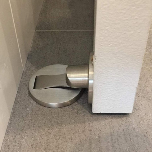 Magnetic Door Stopper, Self Adhesive Floor Mounted Door Stop, Brushed Stainless Steel Magnetic Door Catch Holder