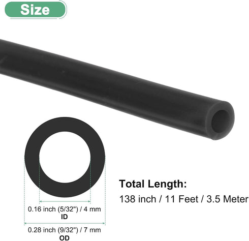 5/32"(4mm) 9/32"(7mm) 11ft(3.5 M METERXITY Silicone Tubing, ID x OD Silicone Rubber Vacuum Tube, M) High Temp Water Air