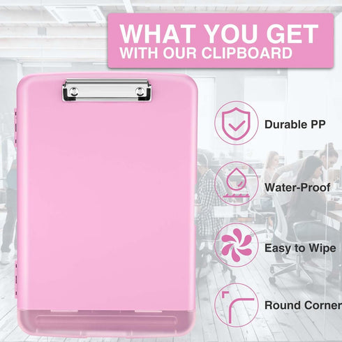 Sooez Clipboard with Storage, High Capacity Nursing Clipboards, Heavy Duty Plastic Storage Clipboard, A4 Letter Size