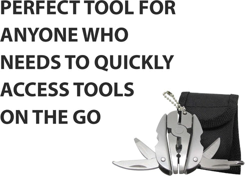 Mini Keychain Set - 6-in-1 Multitool Plier, Adjustable Wrench & Carry Case, Multifunctional All In One