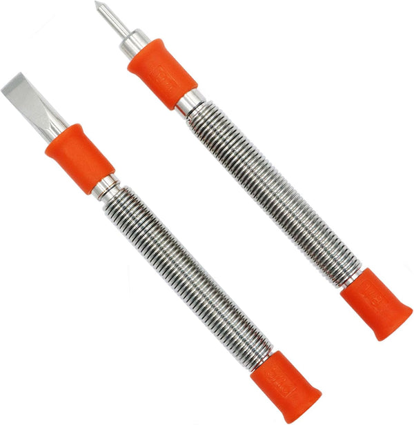 2-Piece Hammerless Cold Chisel and Center Punch Set, Spring Loaded Rivet Removal for Metal Wood