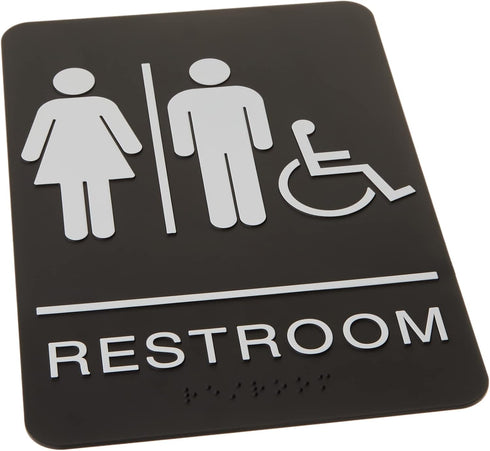 Headline Sign 9007 ADA Wheelchair Accessible Restroom Sign, 6 x 9 Inches, Black/White, Made in USA