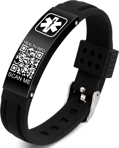 Medical Bracelets for Men Women with QR Code Medical Alert ID Bracelets