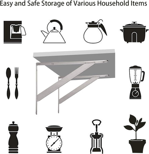 14" 550lb Pack 2 YUMORE Stainless Steel Shelf Bracket, Max Load: Heavy Duty Solid Shelf Support Corner Brace Joint