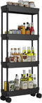 Wensdr 4 Tier Kitchen Bathroom Storage Rolling Cart 39 Inches Tall Slim Utility
