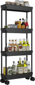 Wensdr 4 Tier Kitchen Bathroom Storage Rolling Cart 39 Inches Tall Slim Utility