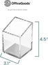 OfficeGoods Acrylic Pen & Pencil Holder - Modern Desk Organizer with Trapezoid Design - Silver Contrasting Metal Base