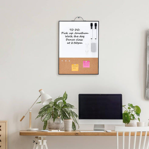 TSJ OFFICE Small Whiteboard Cork-Board - 16" X 12" Portable Aluminum Black Framed Magnetic Dry Erase Board, Small Bulletin Cork Board with Holder for Office, Home and School by TSJ OFFICE