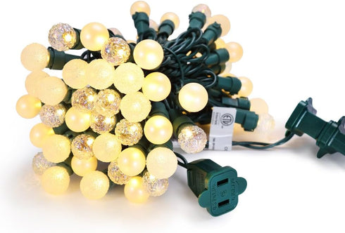 Christmas Lights Warm White 70 LED G15 Glass Blubs Globe String Light