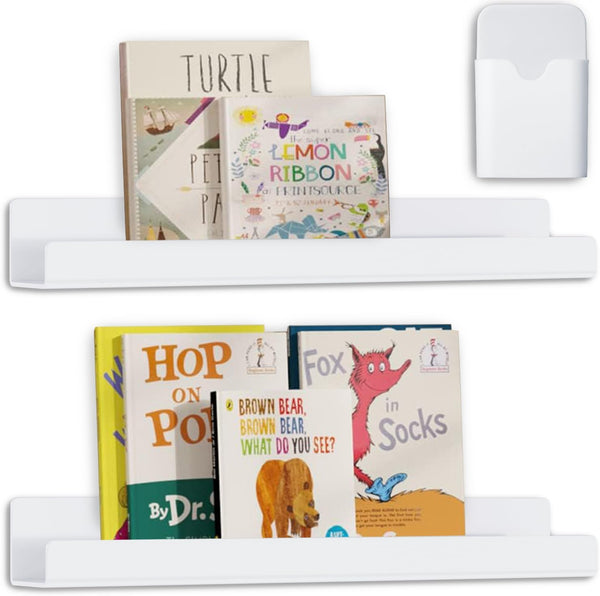 CONIJIWA 2 Pcs Magnetic Book Shelf for Whiteboard,Reusable Magnetic Book Holder and Pen