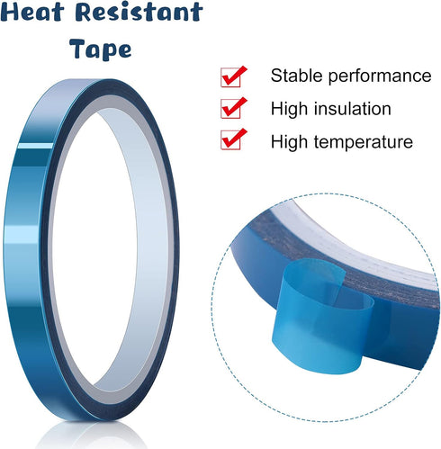 Outus 6 Rolls High Temperature Tape, Heat Resistant Vinyl Press Tape for Sublimation and 3D Printing
