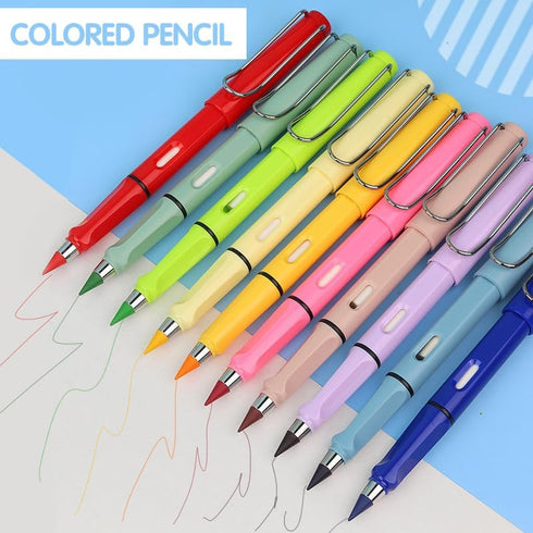 Inkless Magic Pencil Infinity Magic Pencils Inkless Pencil Infinity Pencil with Eraser Everlasting Pencil Infinity Reusable Pencil Forever Pencils Color 12PCS Mixed+12PCS Color Pencil Tips by Abamabby