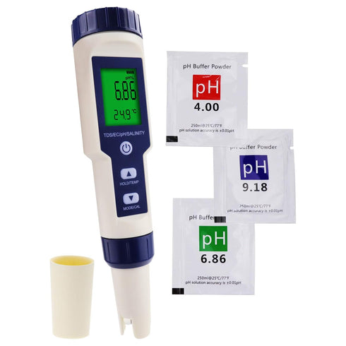 Water Quality Meter - IP67 PH Salinity TDS EC Conductivity Tester Pen for Water Analysis